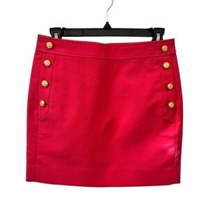 NWT J. Crew Red Mini Skirt with Gold Buttons Size 00